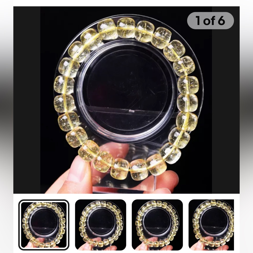 Citrine Yellow Quartz Crystal Bead Bracelet. Large 10mm Beads. 4a Quality